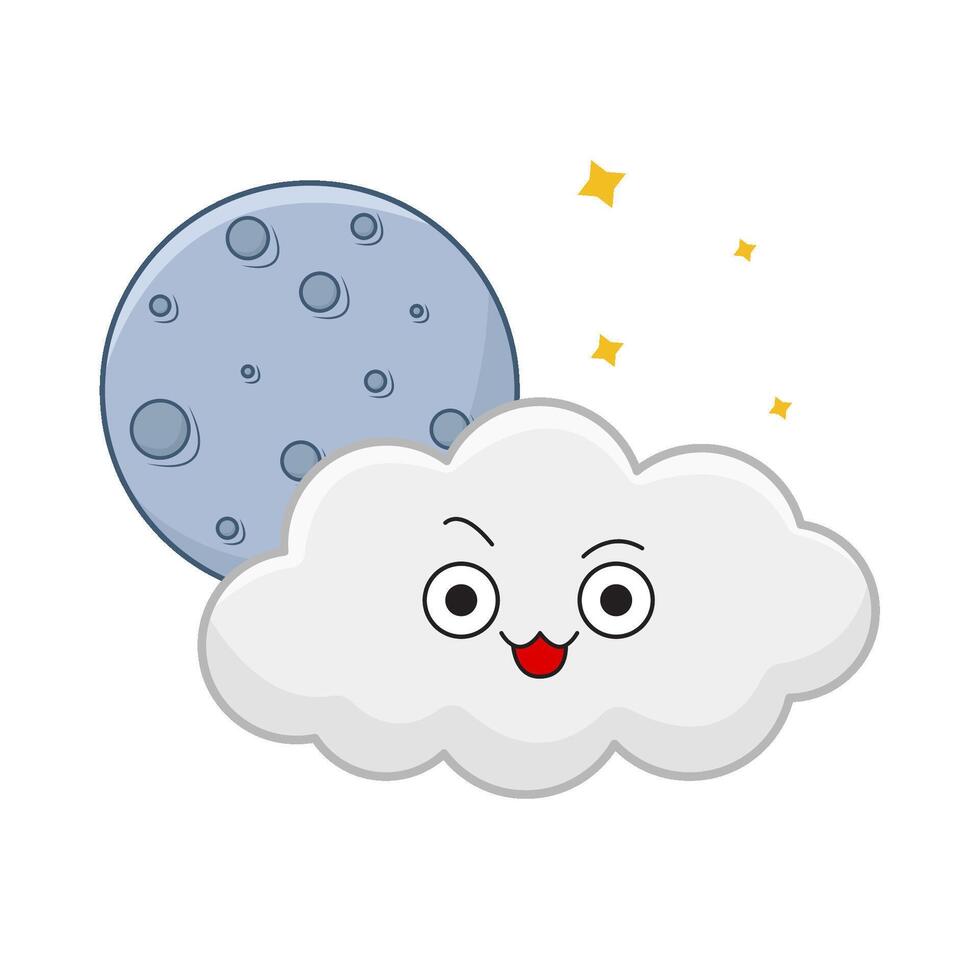 cloud moon with sparkle illustration vector