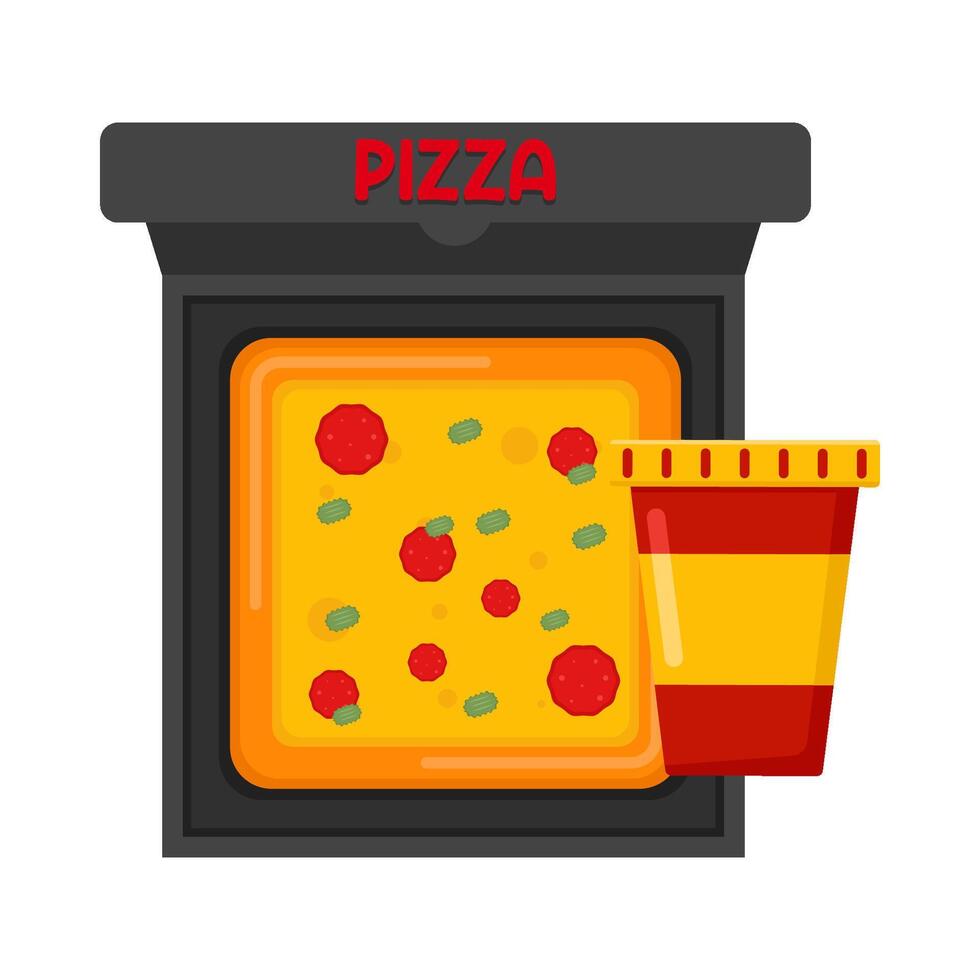 Illustration of pizza and soda vector