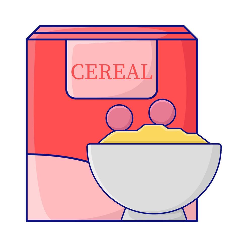 caja cereal con cereal en cuenco ilustración vector