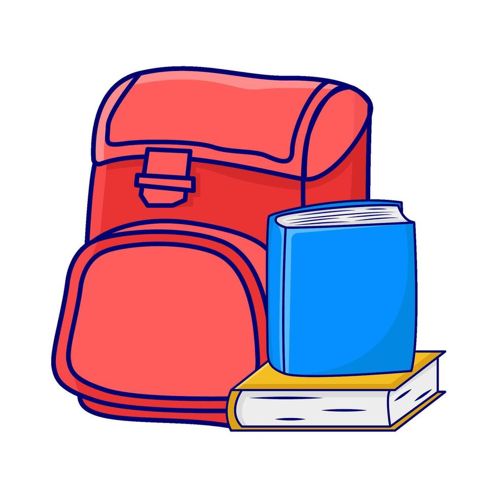 mochila colegio con libro ilustración vector