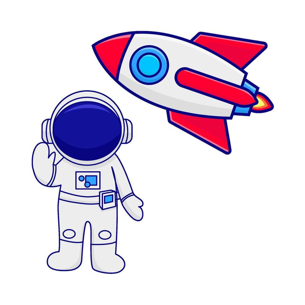 cohete con astronauta ilustración vector