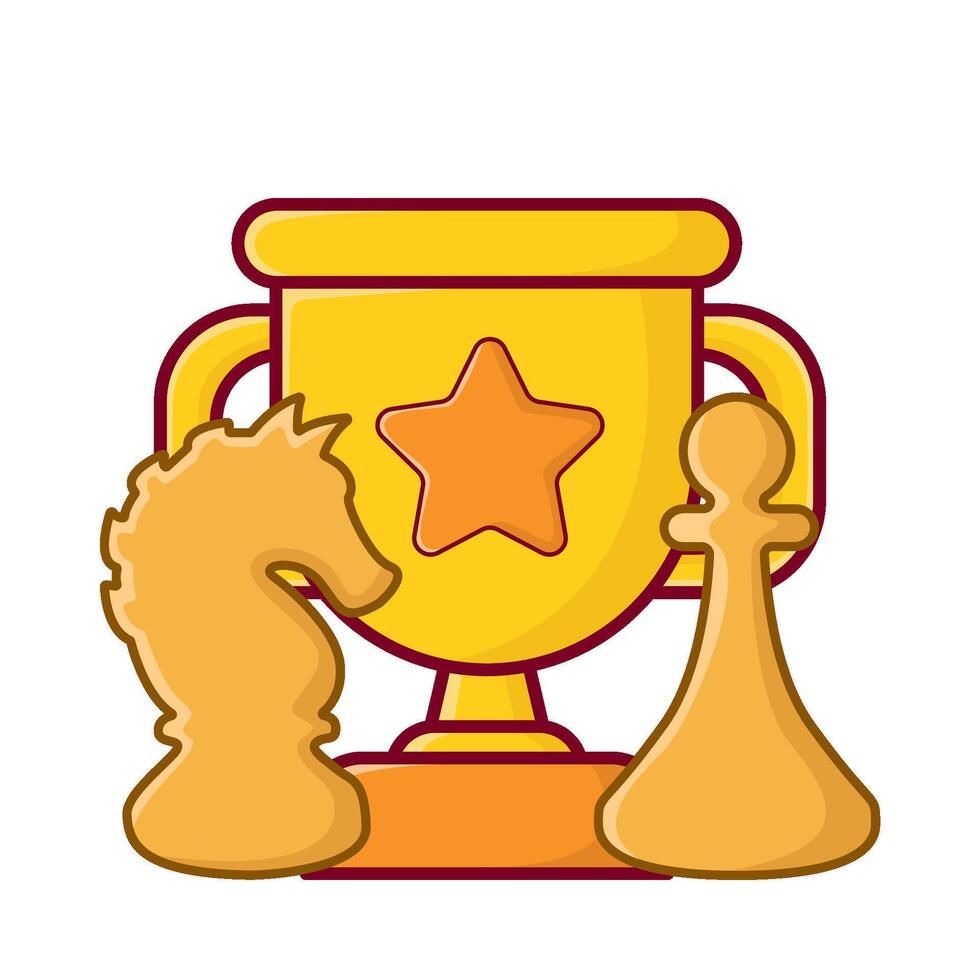 trophy, knight chess with pawn chess illustration vector