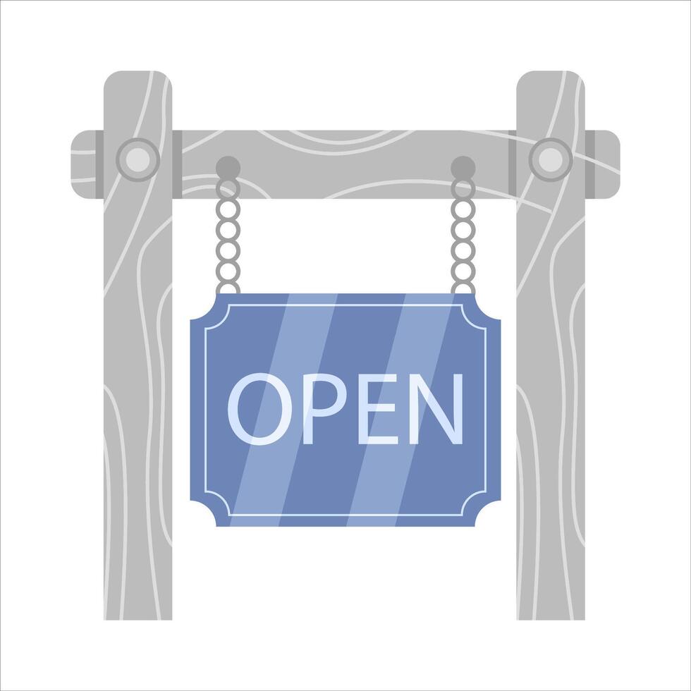 open in sign board  hanging illustration vector