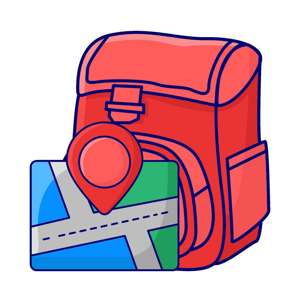 backpack school with maps illustration vector