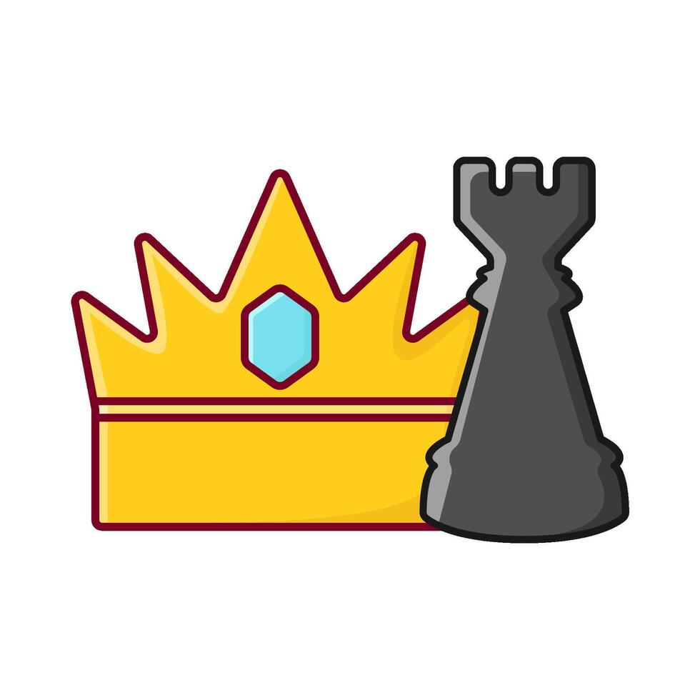 crown with rook chess illustration vector