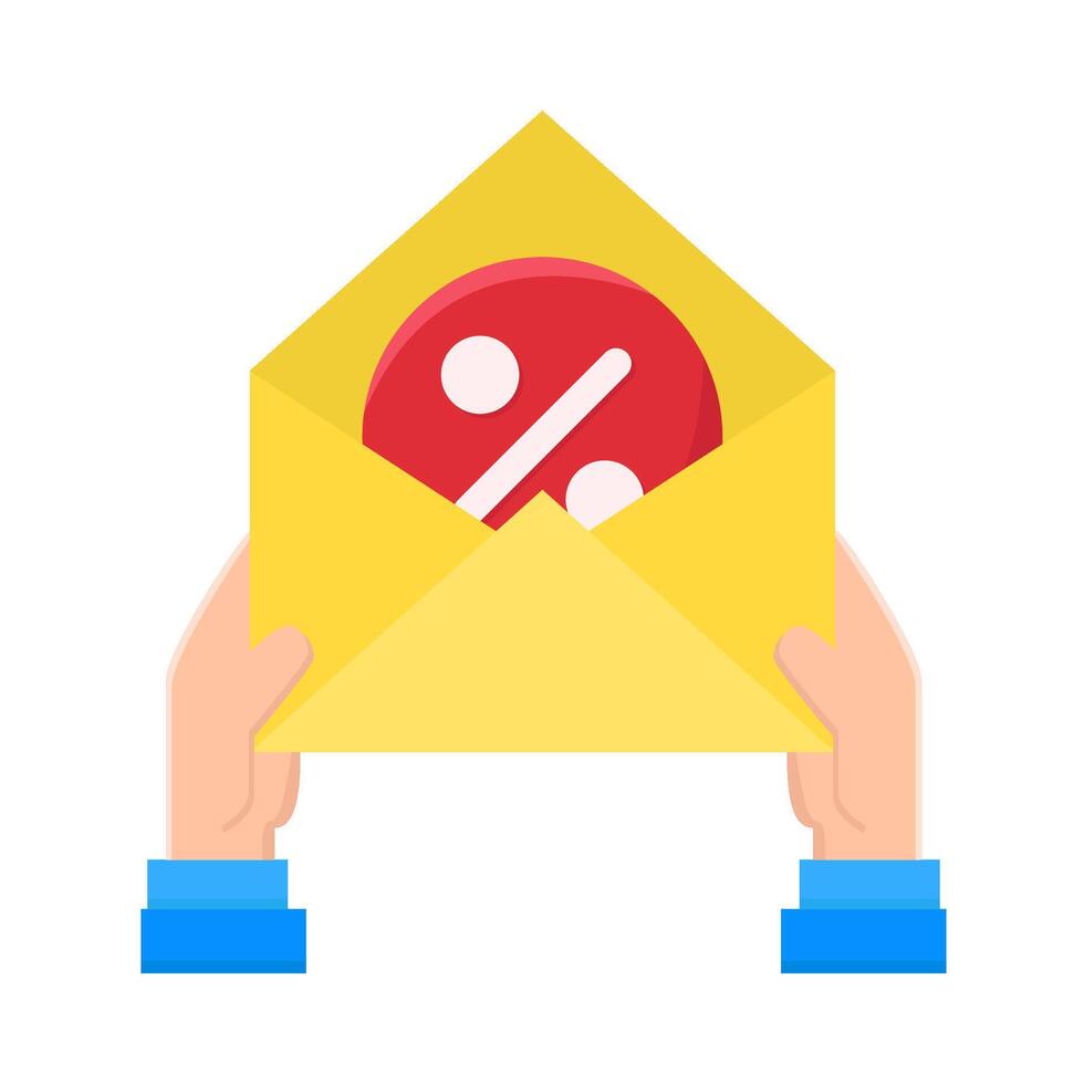 sale in mail with in hand illustration vector