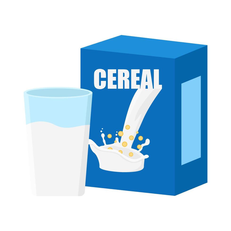 box cereal with bottle milk illustration vector