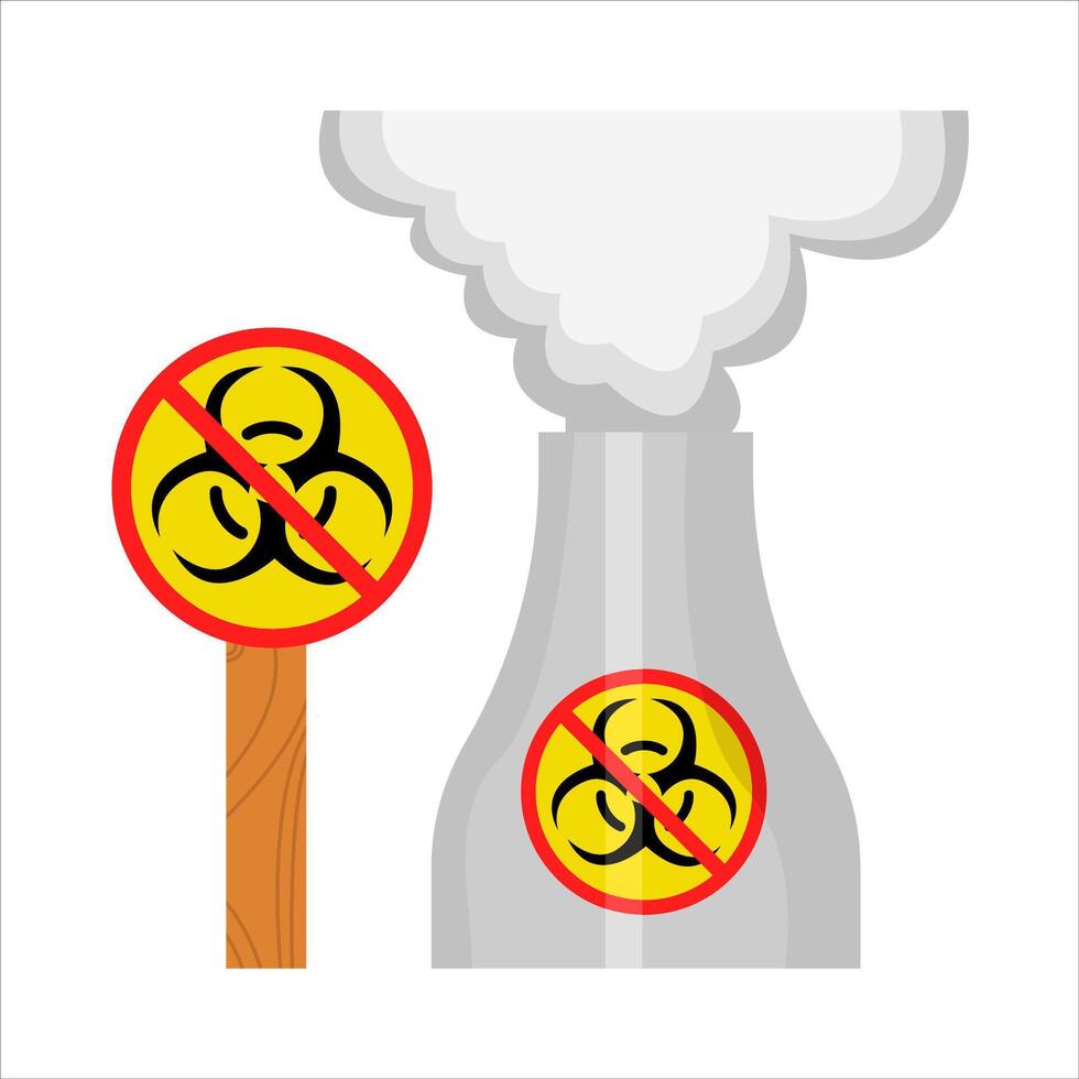 radioactive in no sign board with drum radiation illustration vector