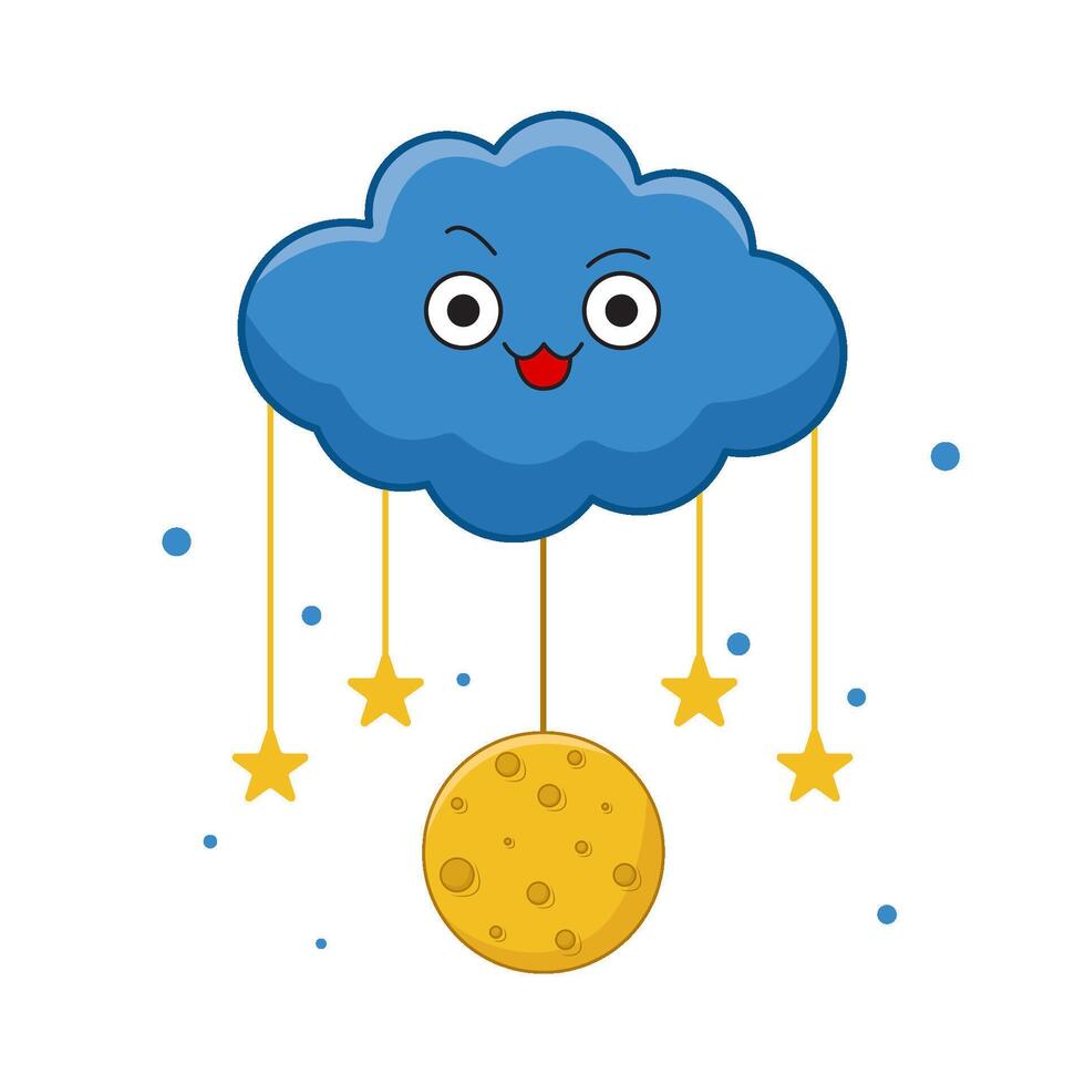 moon with star in cloud illustration vector