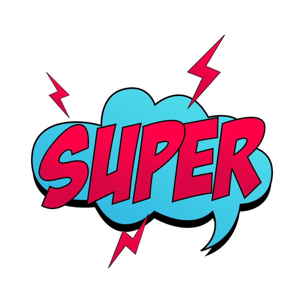 super in  cloud comic book bubble illustration vector