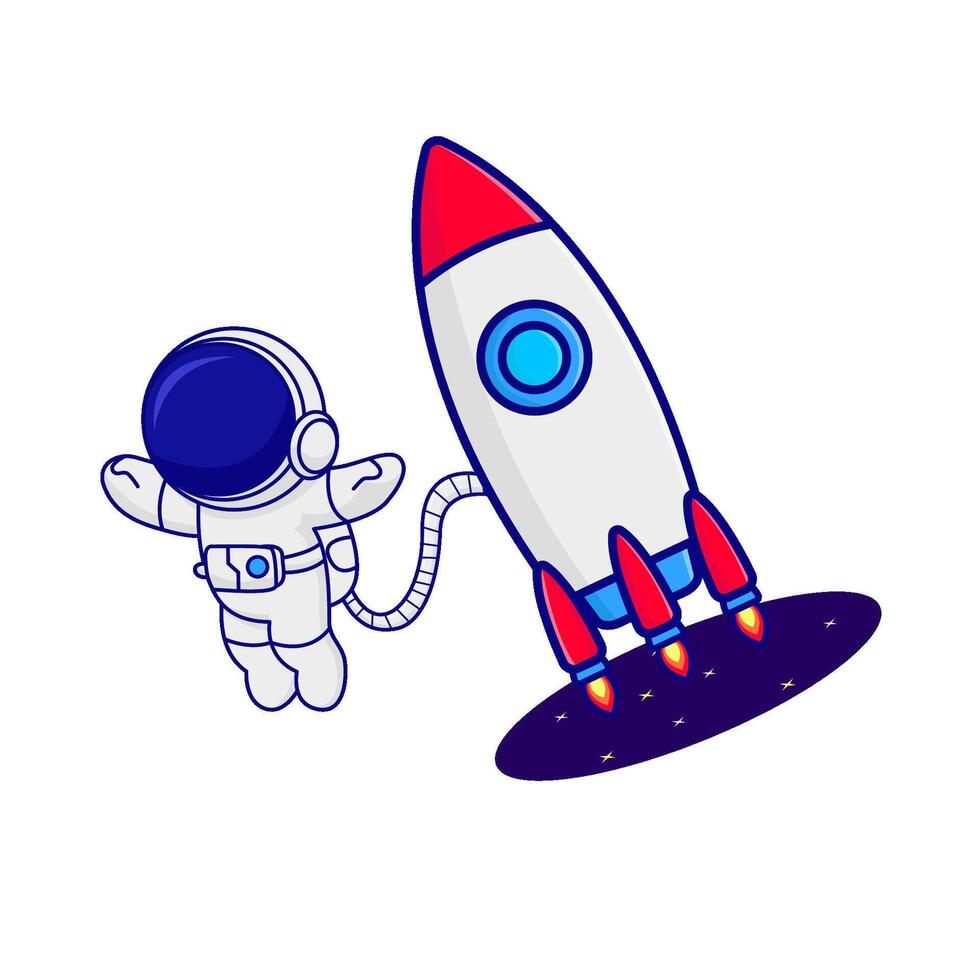 cohete con astronauta ilustración vector