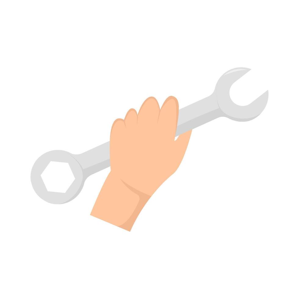 wrench tools in hand illustration vector