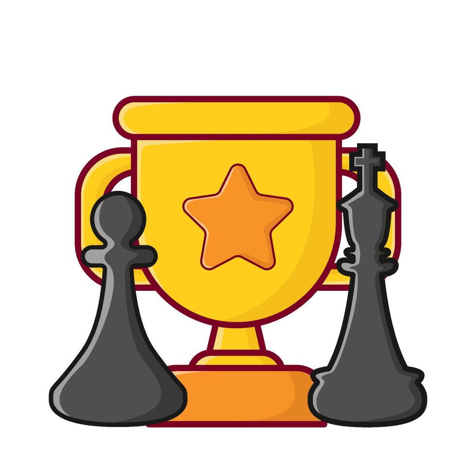 pawn chess, king chess with trophy illustration vector