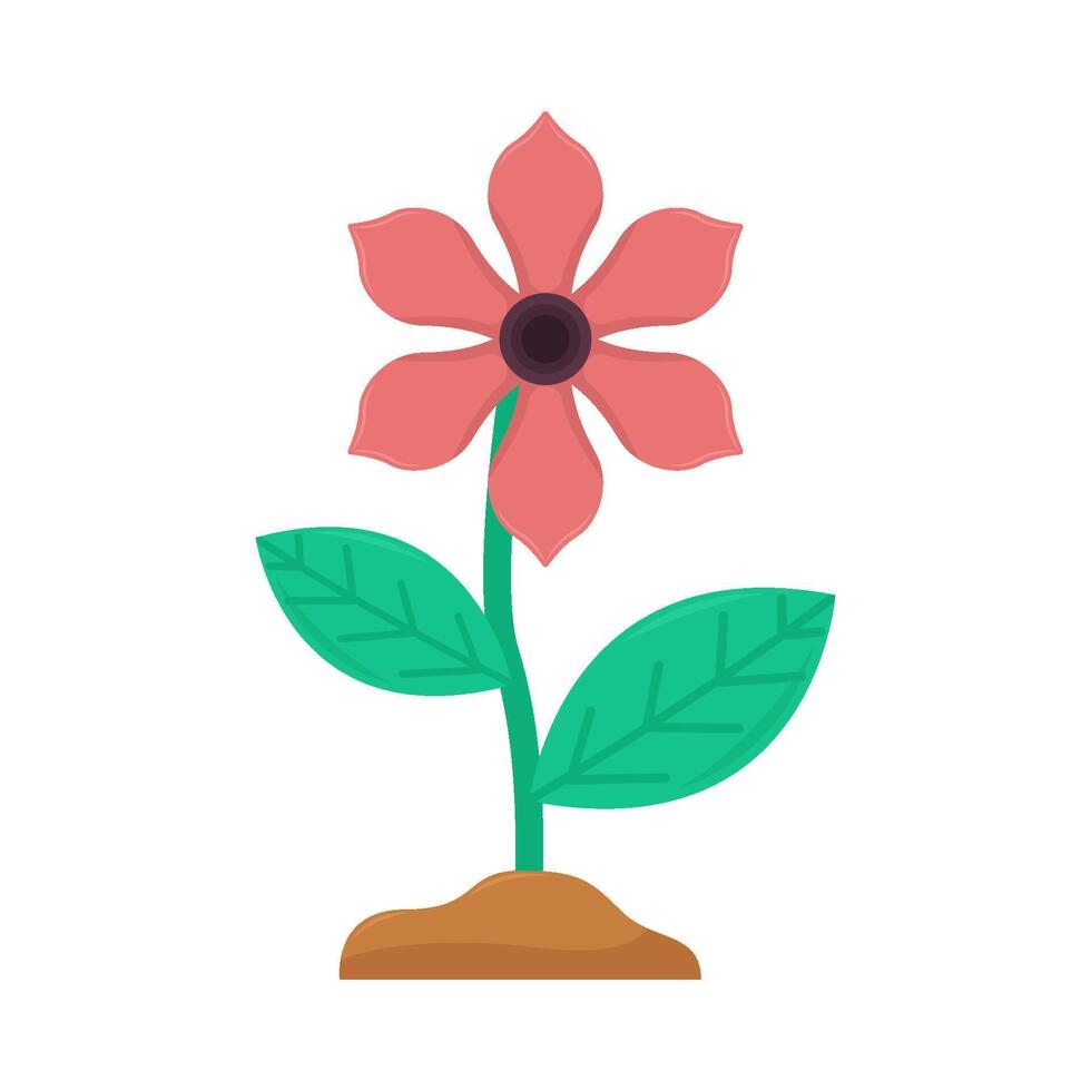 flower plant in soil illustration vector