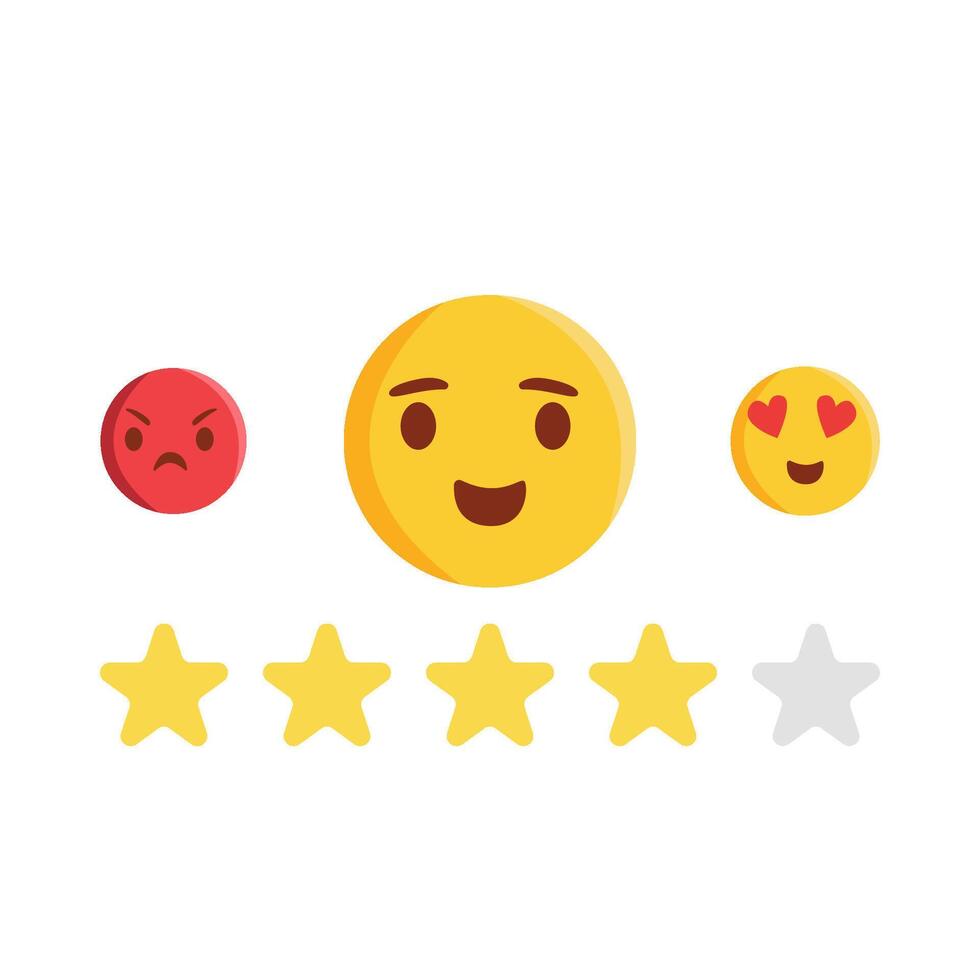 review star with emoji illustration vector