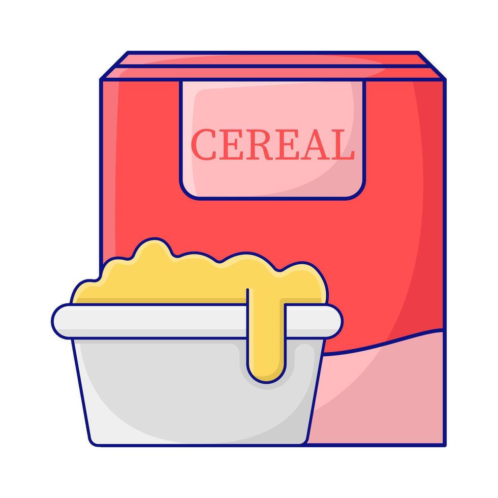 caja cereal con cereal en cuenco ilustración vector