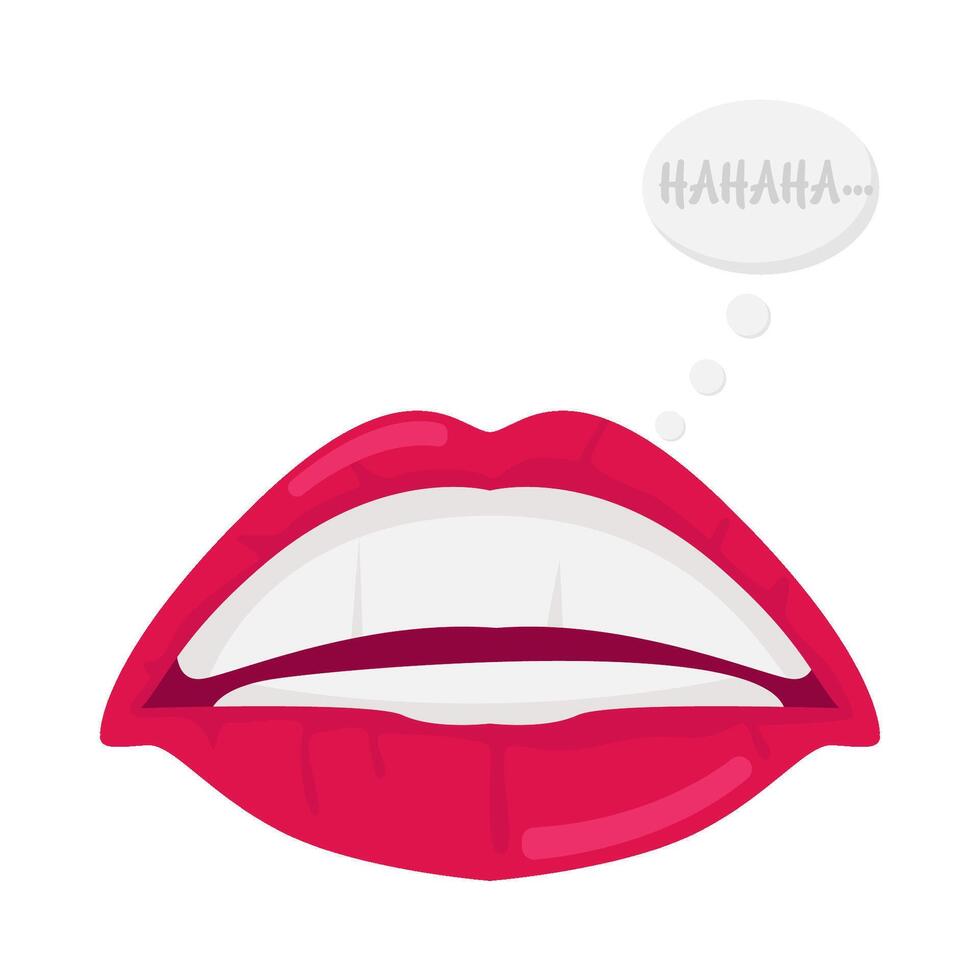 lips with laugh saying in speech bubble illustration vector