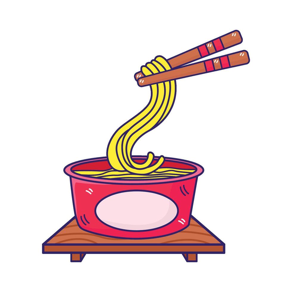 ilustración de instante fideos vector