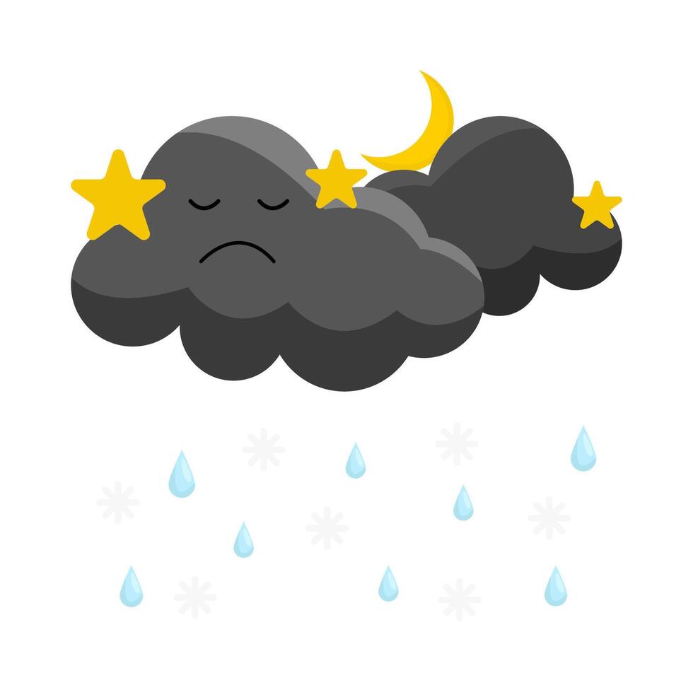 night cloud rain illustration vector