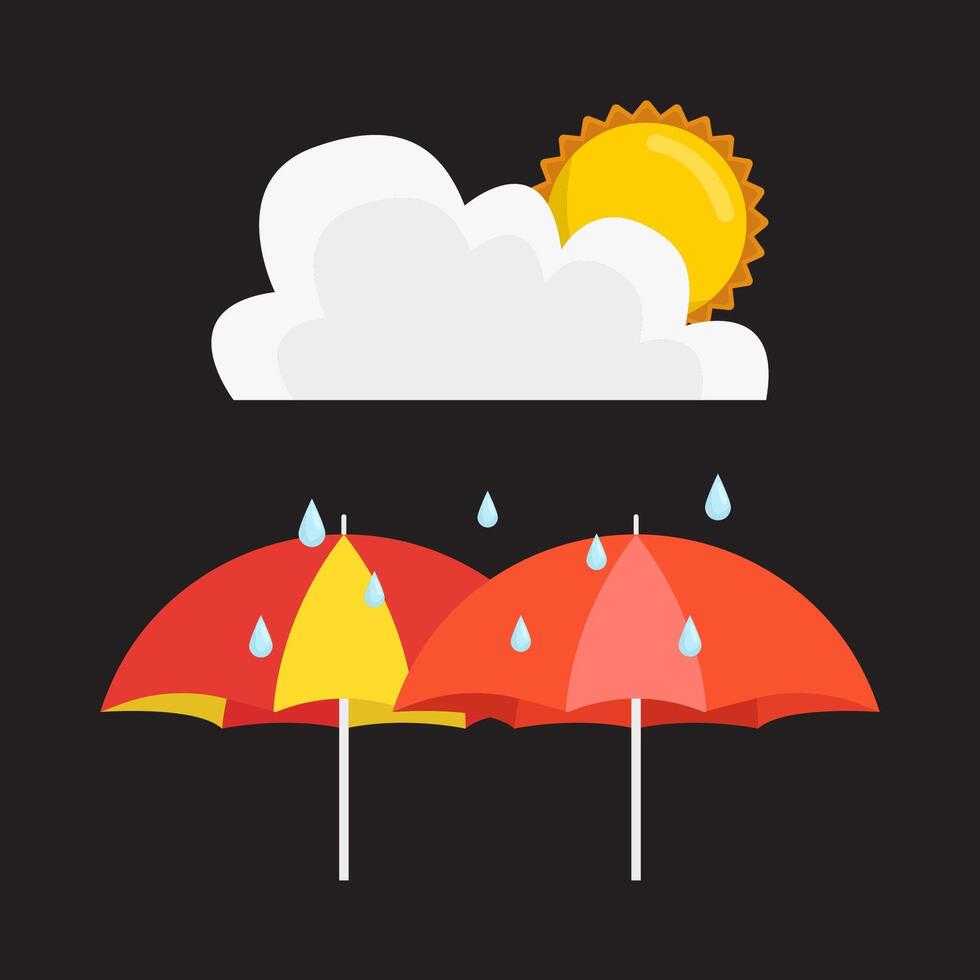 rain summer with umbrella illustration vector