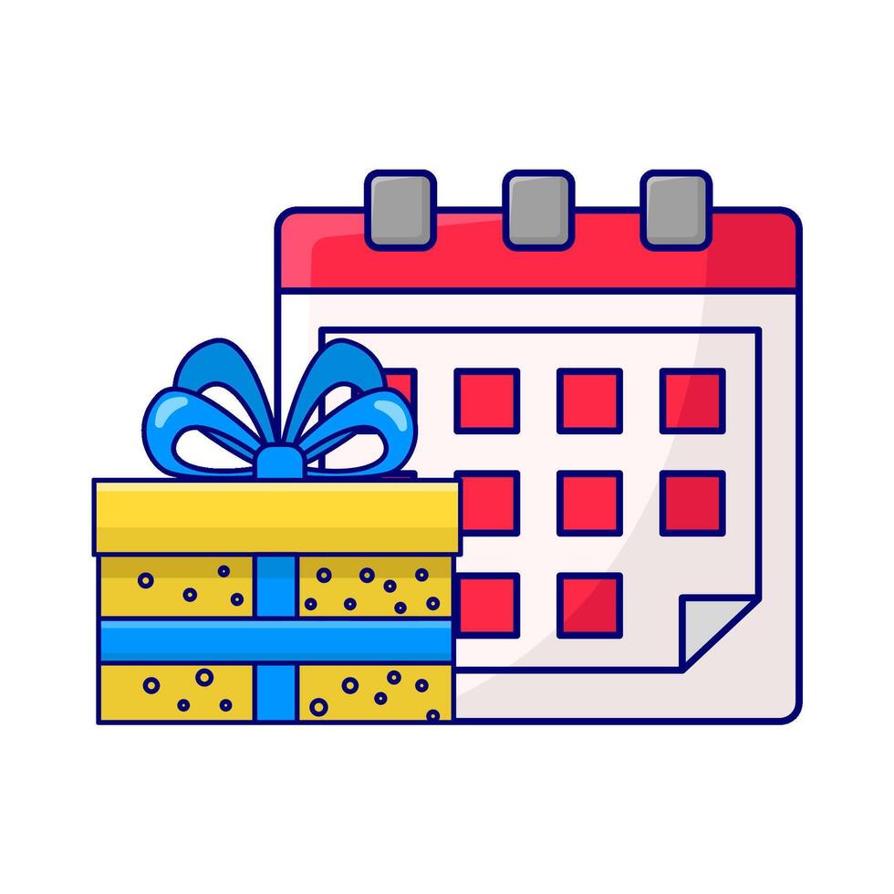 calendar with gift box illustration vector