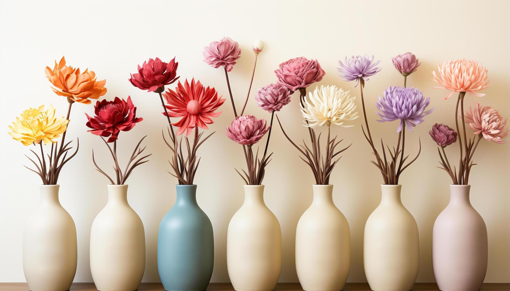 AI generated A beautiful bouquet of colorful flowers brings nature indoors generated by AI photo