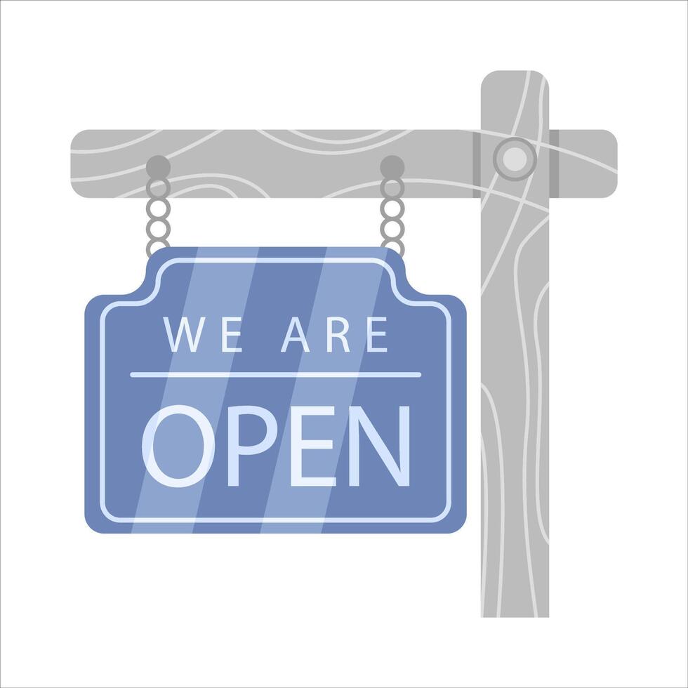 open in sign board  hanging illustration vector
