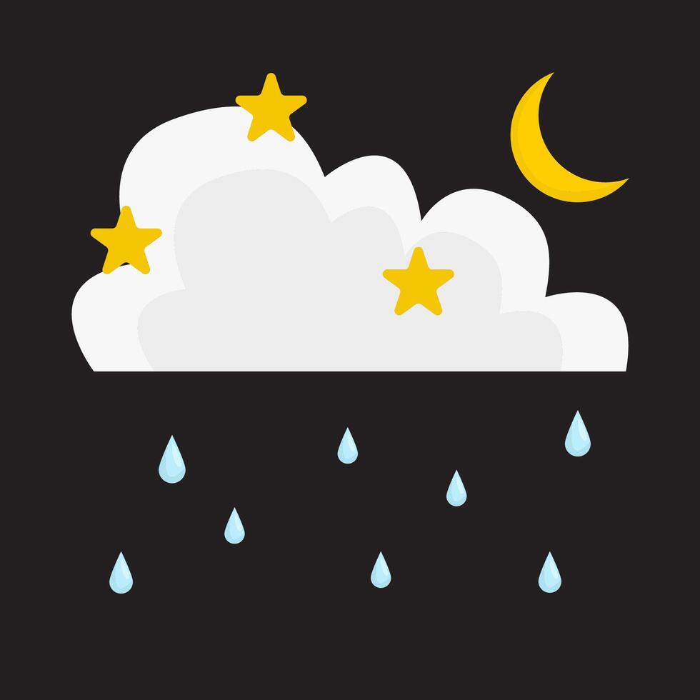 night rain with moon illustration vector