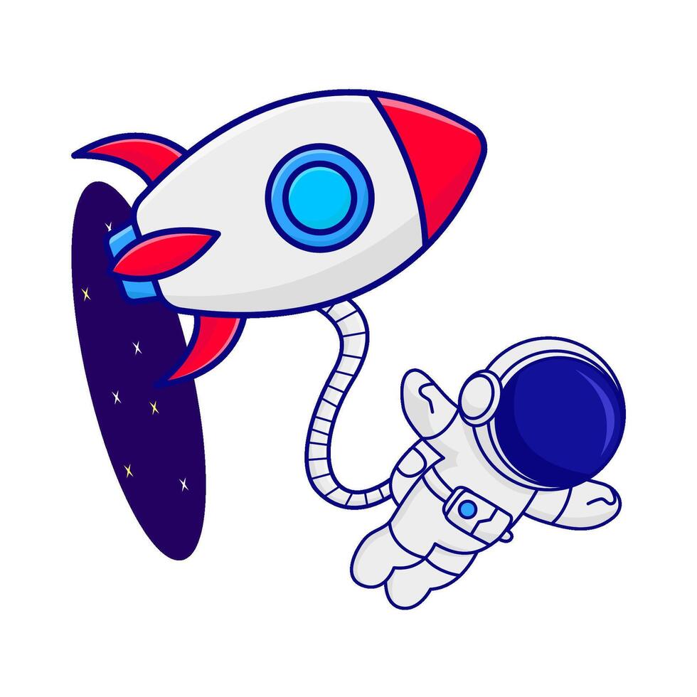 cohete con astronauta ilustración vector