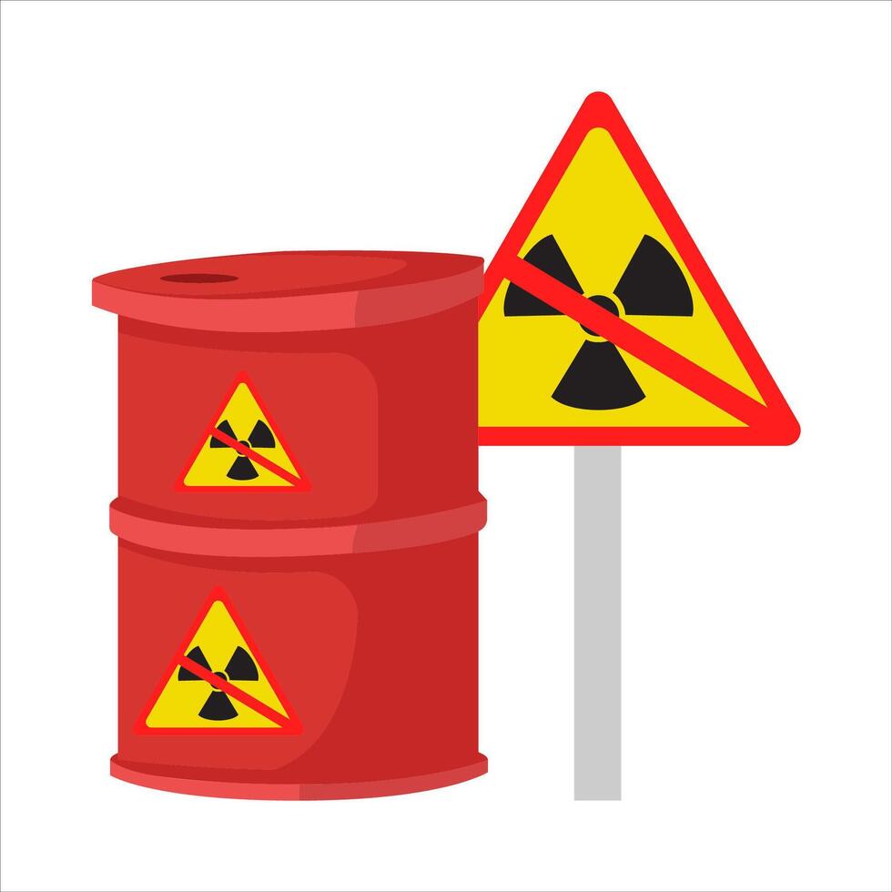 radiation in no sign board with no radiation in drum illustration vector
