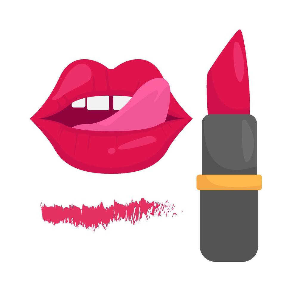 lips, lipstick with tester lipstick illustration vector