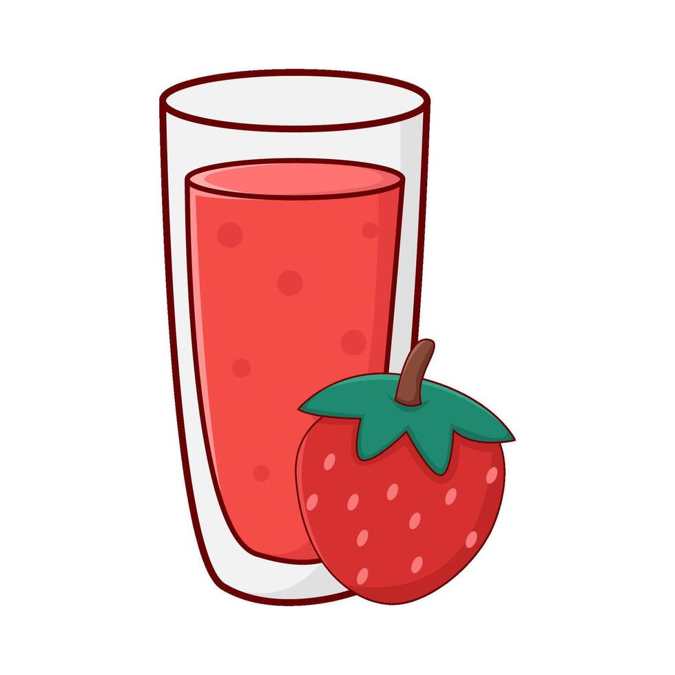 vaso fresa jugo con fresa ilustración vector