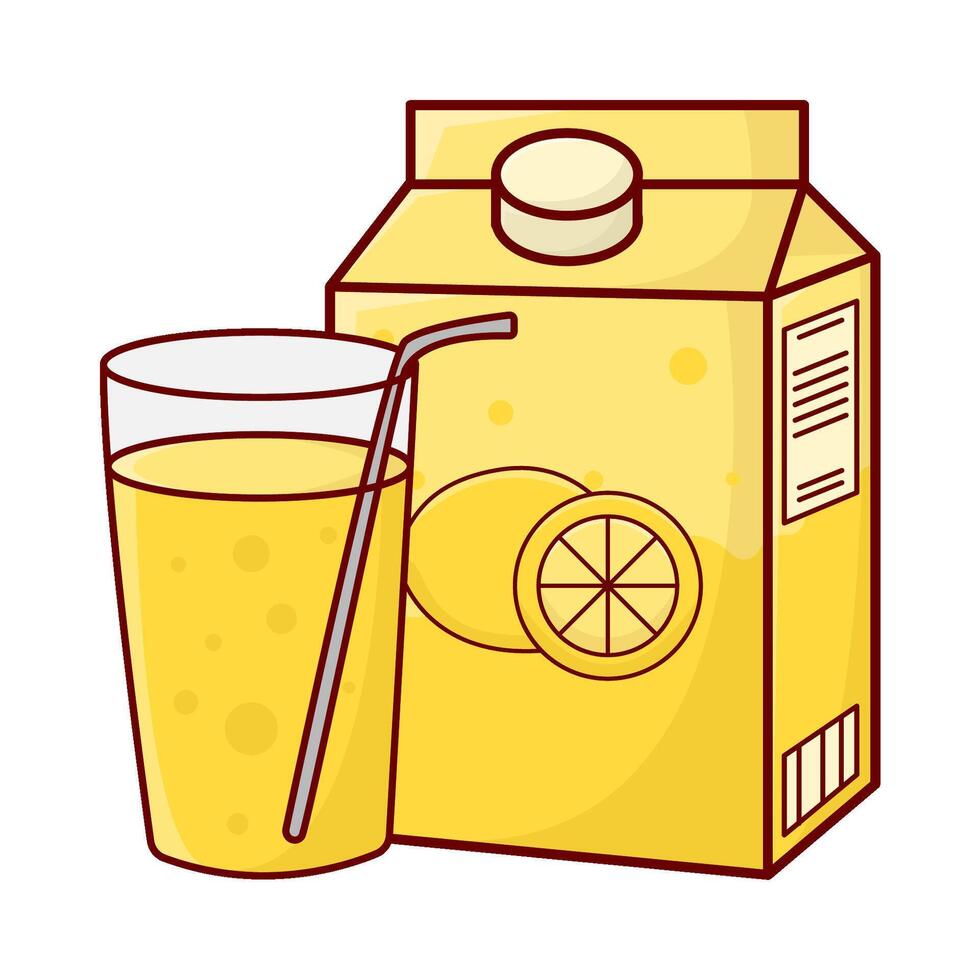 box lemon juice with glass lemon juice illustration vector