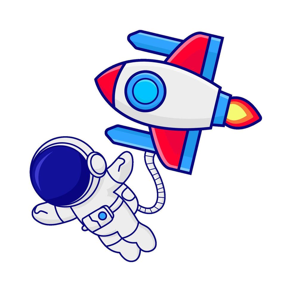 cohete con astronauta ilustración vector