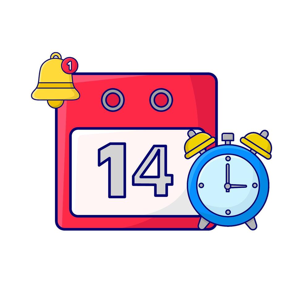 calendar with alarm clock time illustration vector