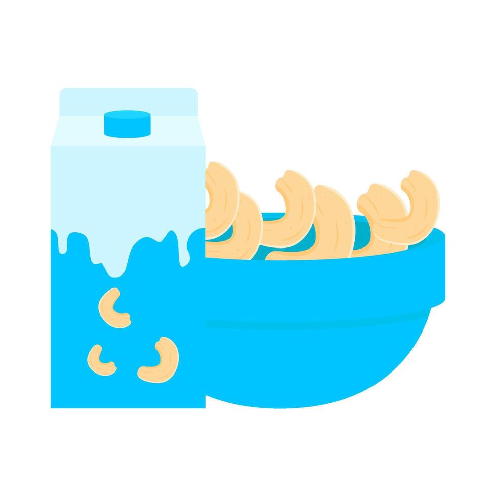 cashew nut in bowl with cashew drink illustration vector