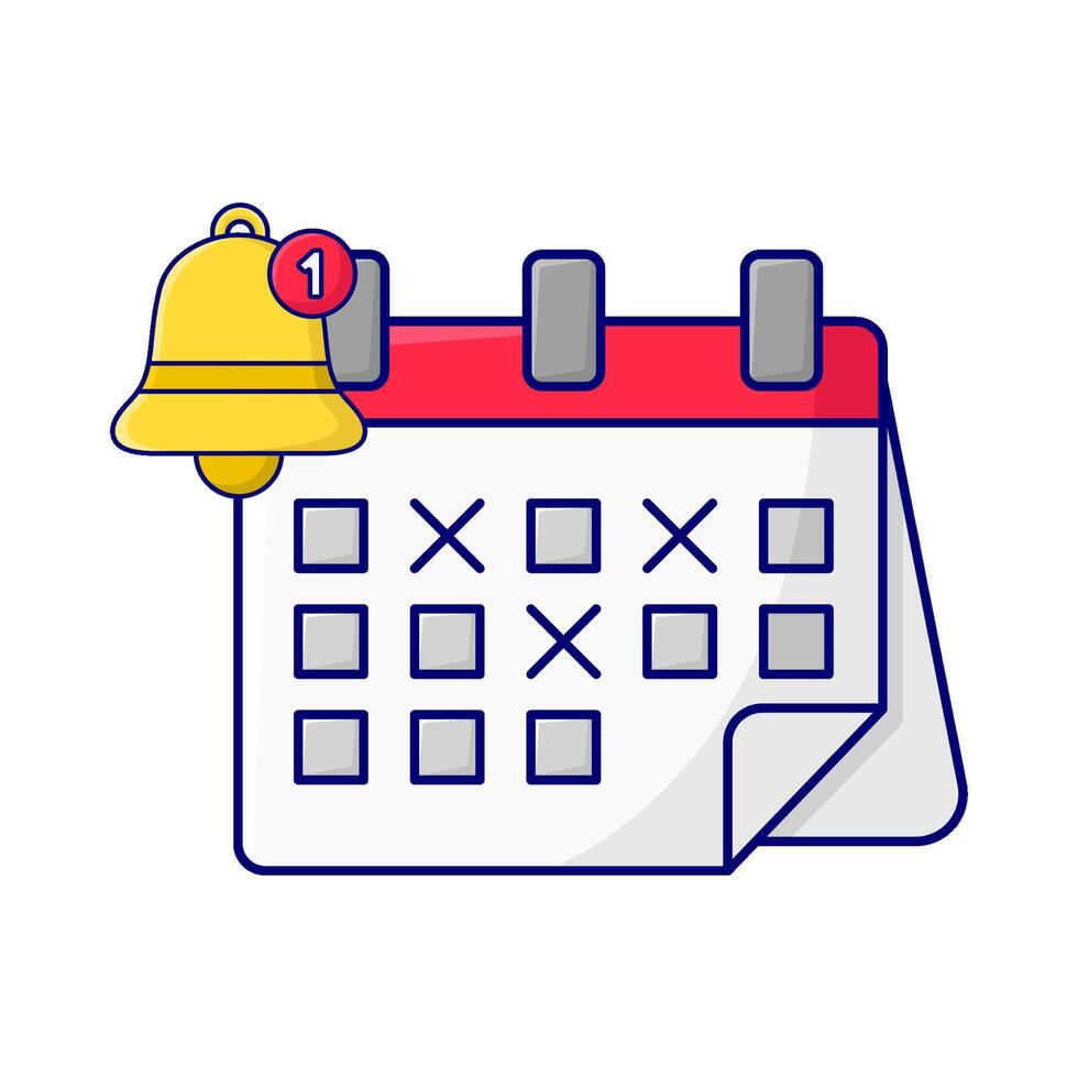 calendar with bell notification illustration vector