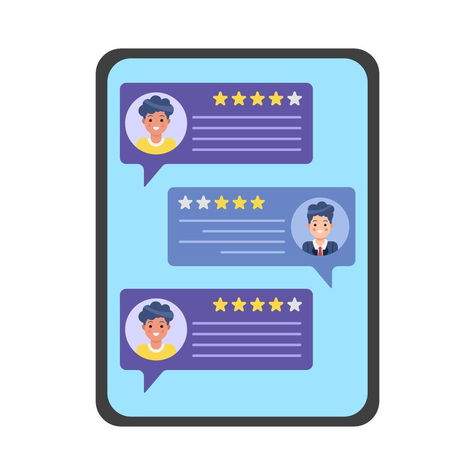 review star with comment customer in tab illustration vector