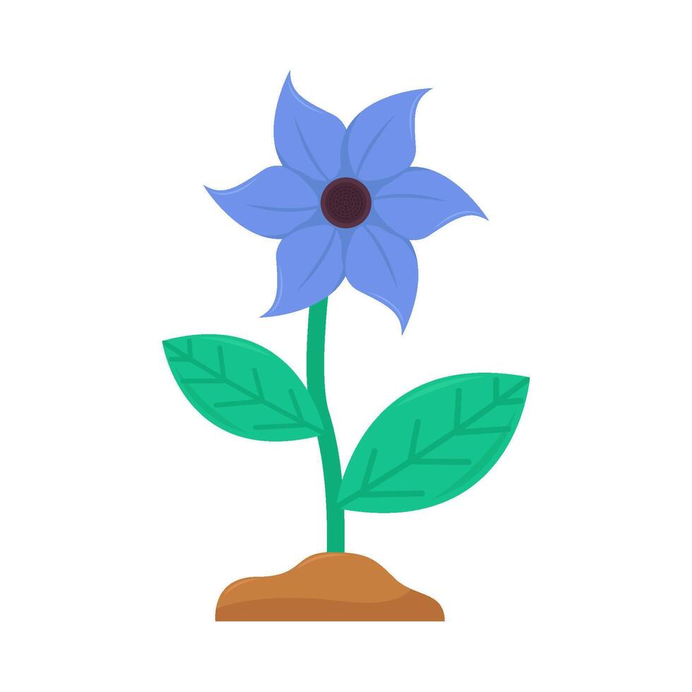 flower plant in soil illustration vector