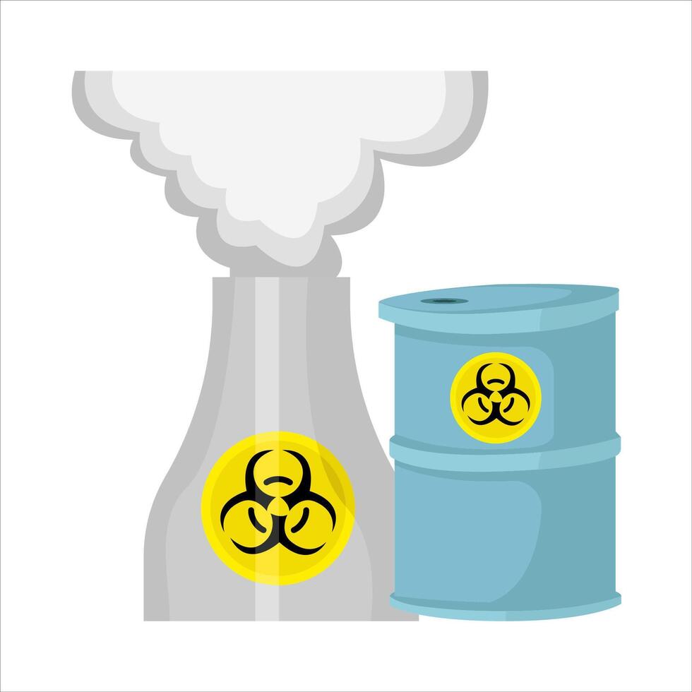 radiation drum with smoke radiation in chimney illustration vector