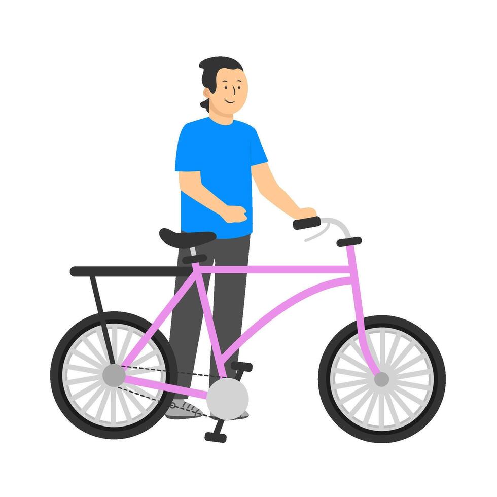 person with bicycle illustration vector