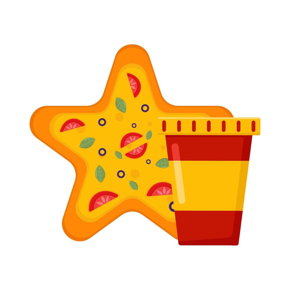 Illustration of pizza and soda vector