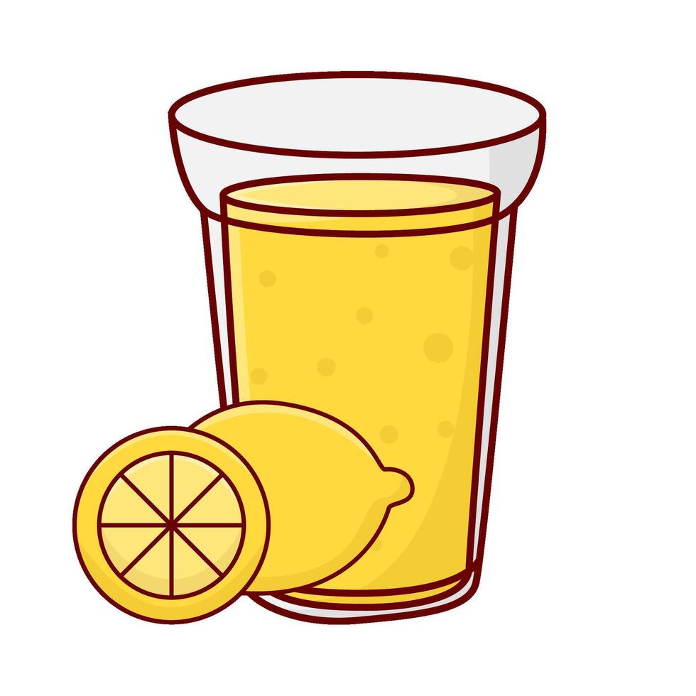 glass lemon juice with lemon juice illustration vector