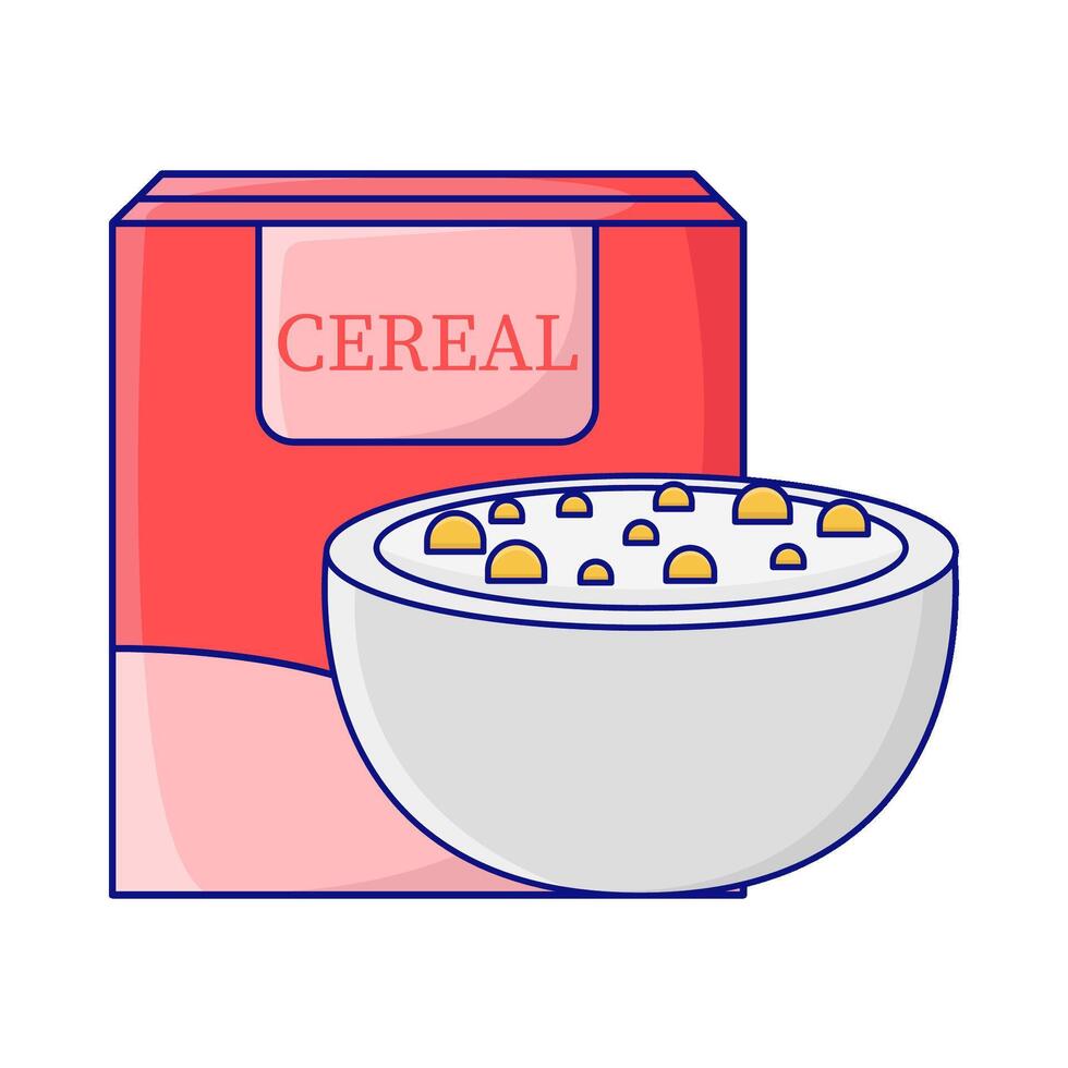 caja cereal con cereal en cuenco ilustración vector