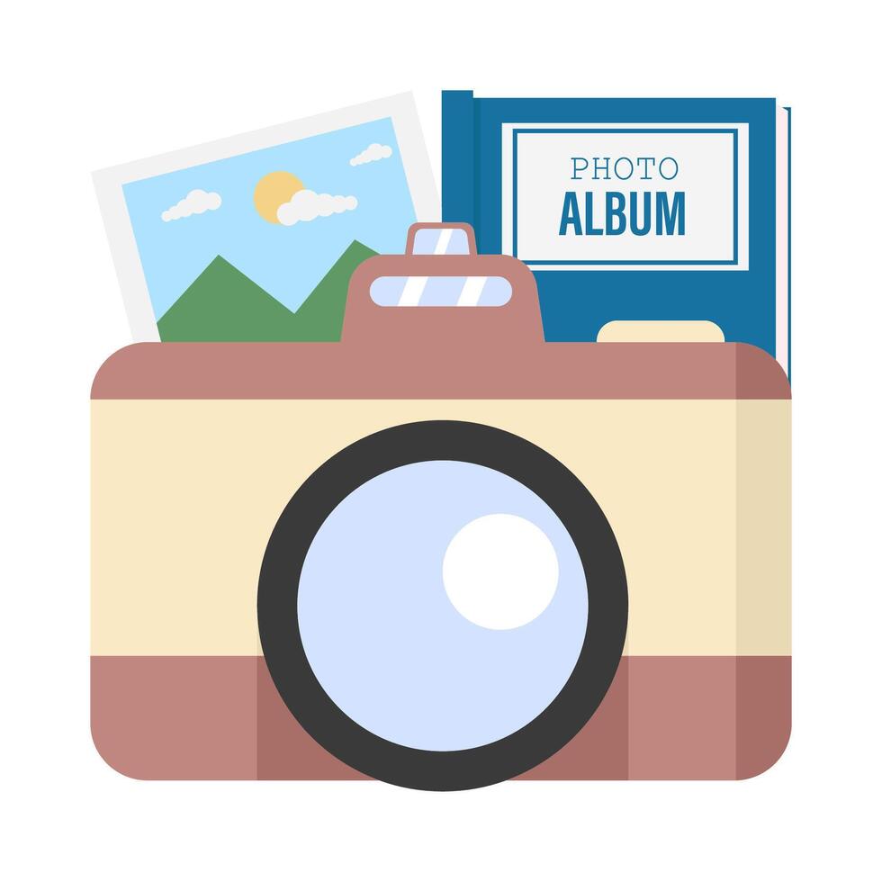 camera photo, picture with album book picture illustration vector