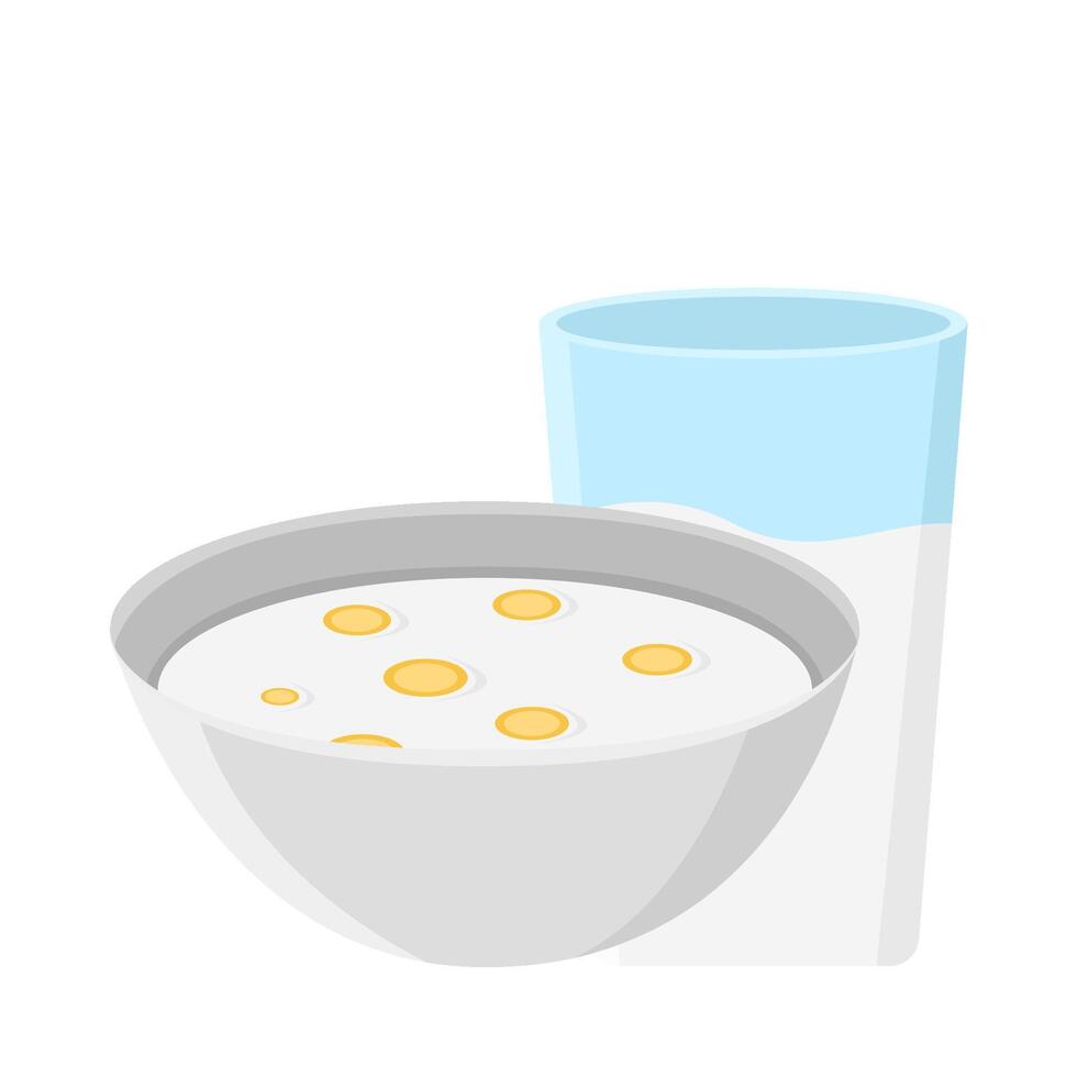 cereal en cuenco con Leche ilustración vector