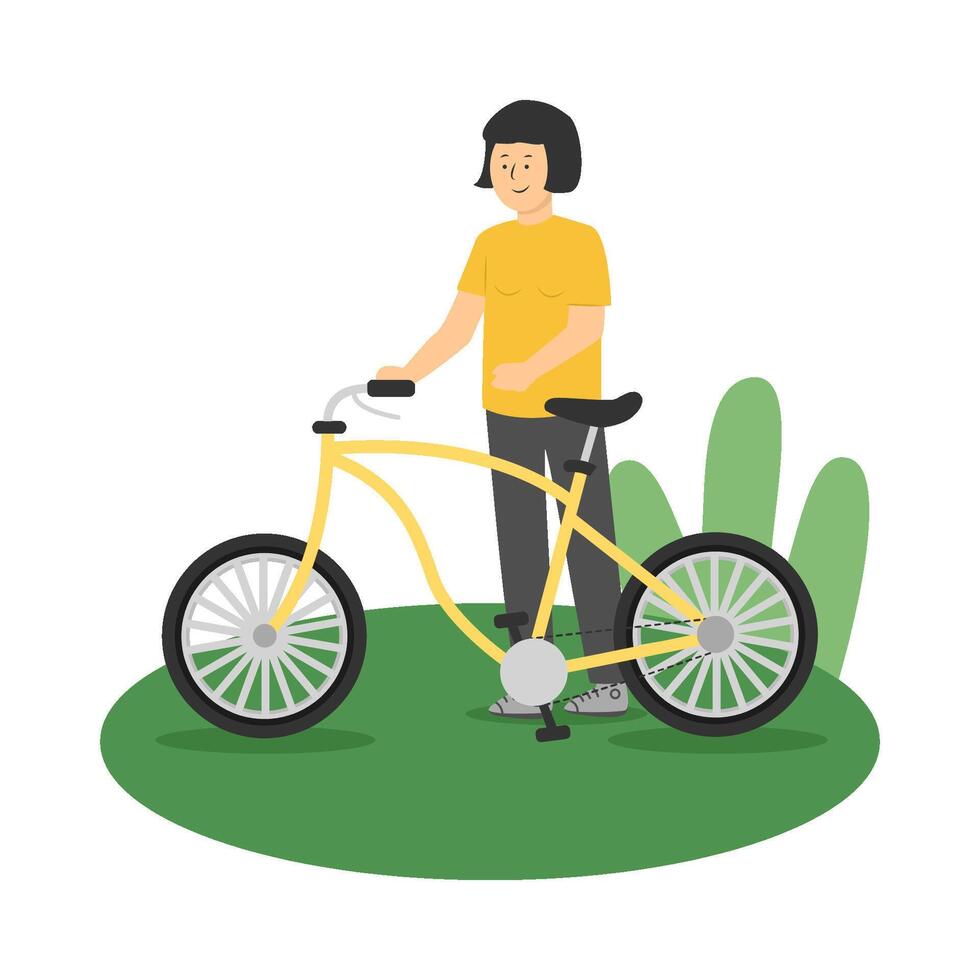 person with bicycle illustration vector