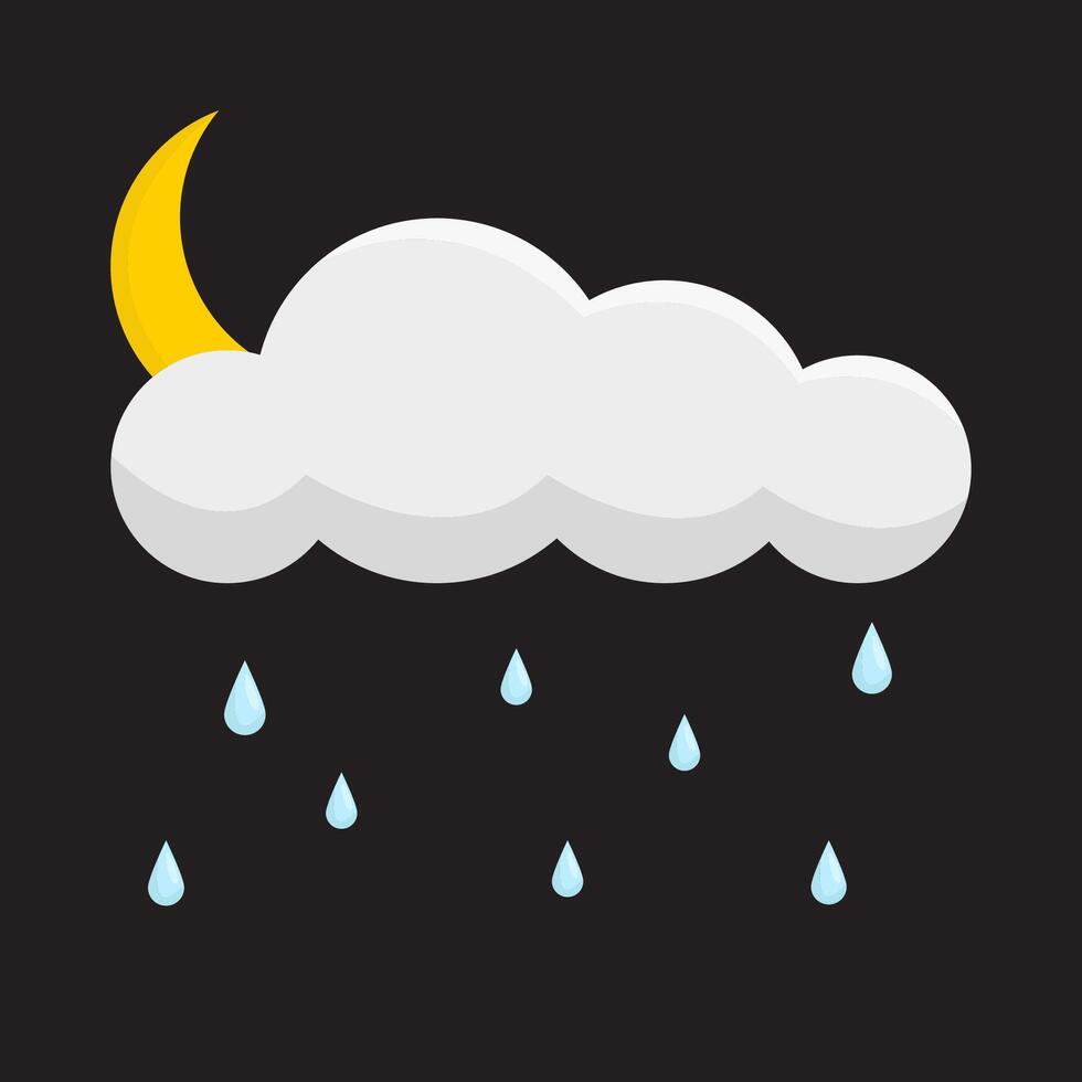 night rain with moon illustration vector