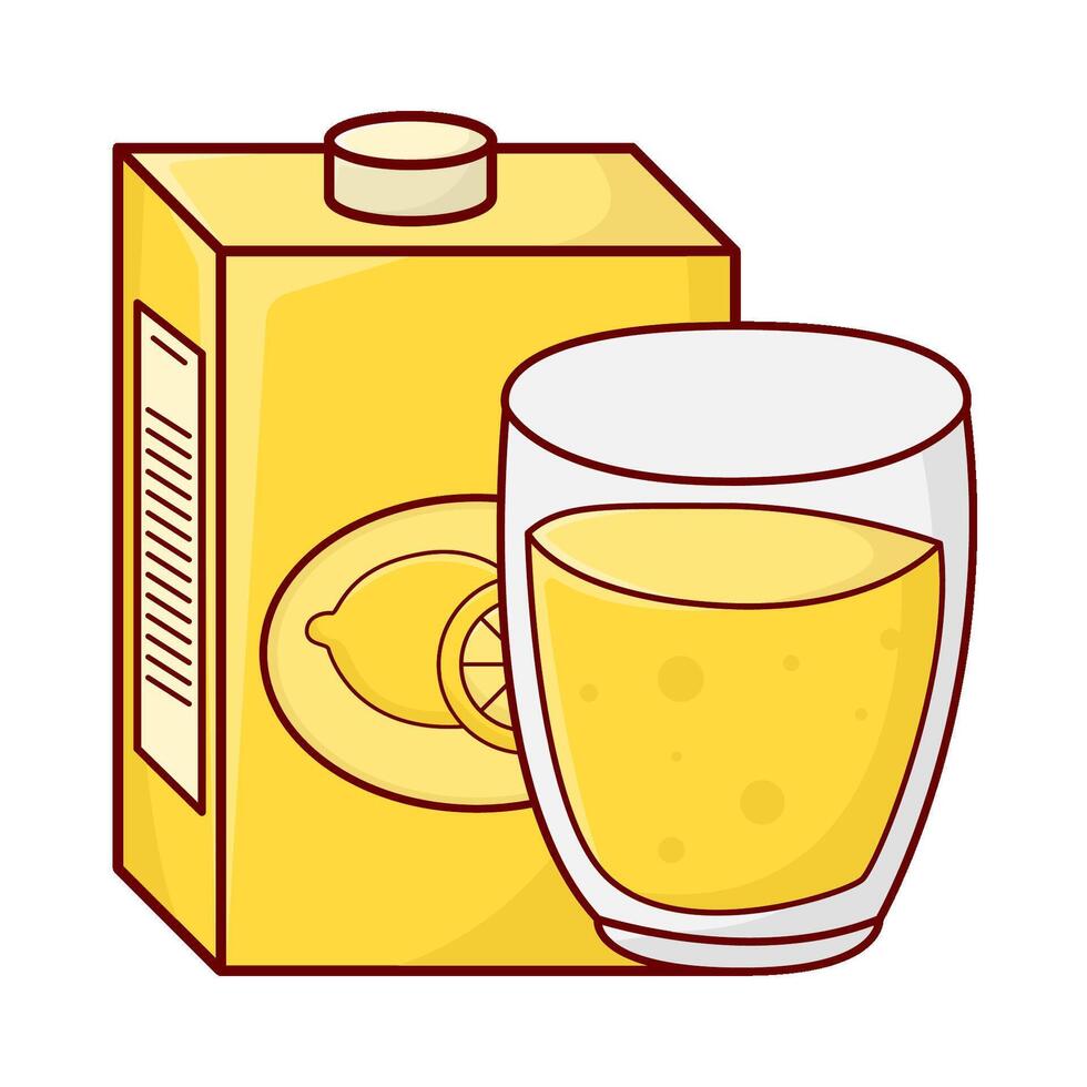 box lemon juice with glass lemon juice illustration vector