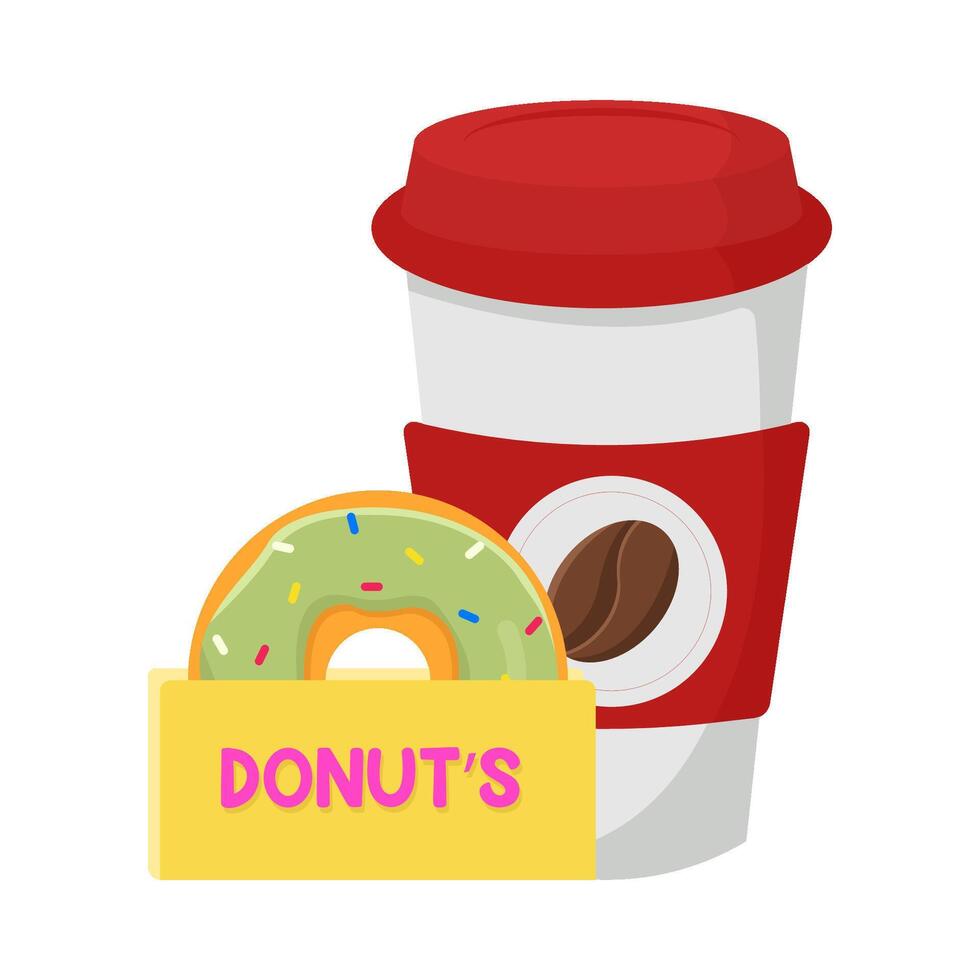 taza bebida con rosquillas ilustración vector